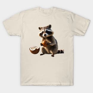 Raccoon with its coconut T-Shirt